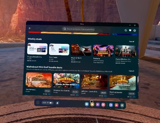 app và game trên Oculus Store